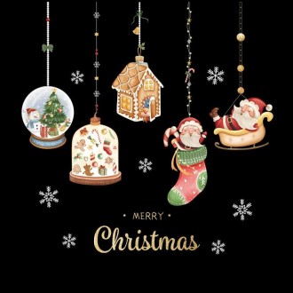 Christmas Window Decoration Poster Santa Claus Elk Snowflake Glass Wall Stickers, Style: SD-2206 45x60cm