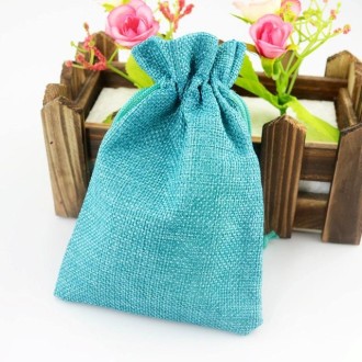 50 PCS Multi size Linen Jute Drawstring Gift Bags Sacks Wedding Birthday Party Favors Drawstring Gift Bags, Size:20x30cm(Dark Bl