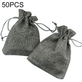 50 PCS Multi size Linen Jute Drawstring Gift Bags Sacks Wedding Birthday Party Favors Drawstring Gift Bags, Size:9x12cm(Gray)