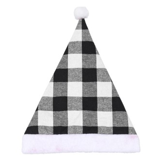 Plaid Christmas Hat Christmas Decoration Adult Hat(Grey Plaid)