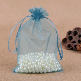 100 PCS Gift Bags Jewelry Organza Bag Wedding Birthday Party Drawable Pouches, Gift Bag Size:20x30cm(Dark Blue)