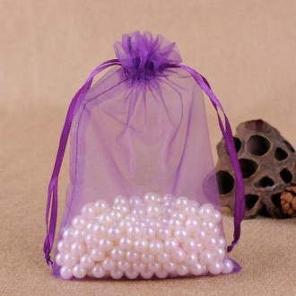 100 PCS Gift Bags Jewelry Organza Bag Wedding Birthday Party Drawable Pouches, Gift Bag Size:20x30cm(Dark Purple)