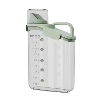 2800ml Plastic Sealed Grains Container Dry Food Storage Bin with Measuring Cup Pouring Spout(Green)