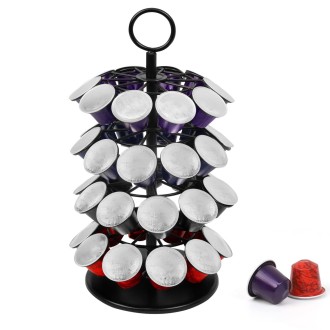 For Nespresso OASISWJ Assembly 40pcs 360 Degree Rotating Coffee Capsule Organizer(Black)