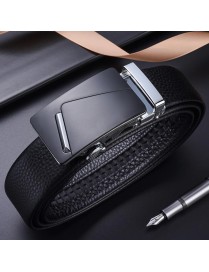 130cm Men Leather Automatic Buckle Belt Business Style Waist Band(K901 Silver)