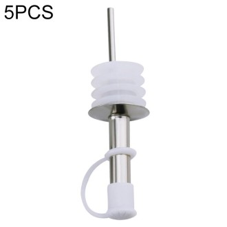 5 PCS Glass Bottle Stopper Stainless Steel Oil Stopper Silicone Stopper White Hat Straight Mouth