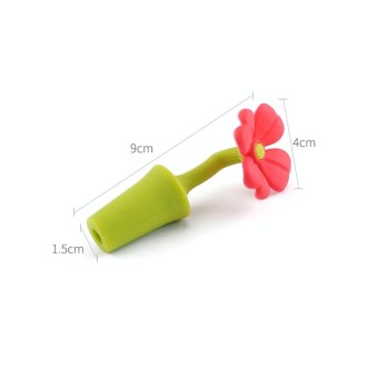 3 PCS Creative Wine Drink Preservation Stopper Flower Silicone Wine Stopper(Red Sun Flower)