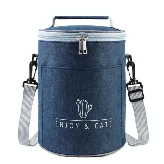 Round Lunch Bag Insulated Lunch Box Foldable & Portable Lunch Tote L(Tibetan)