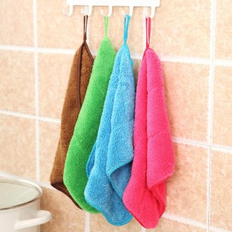 Bamboo Fiber Washing Dish Towel Kitchen Cleaning Cloth Double-Sided Scouring Cloth Water Absorption Non-Stick Oil,Can Hang,Rando