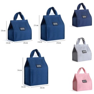 Thickened Aluminum Foil Insulation Lunch Box Bag Waterproof Portable Meal Bag, Specification: 24x27x14cm(Navy)