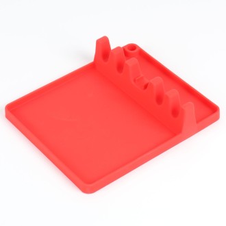 2 in 1 Kitchen Silicone Spoon Holder Shelf Medium (Red)