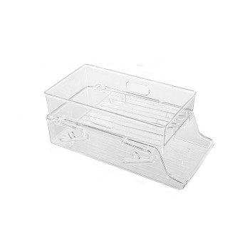 Stretchable Double Layer Rolling Refrigerator Drink Holder Storage Box(Transparent)