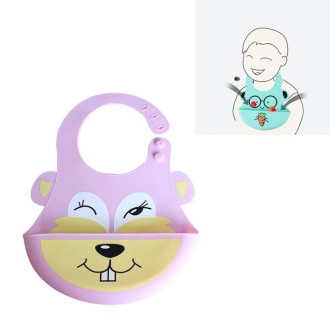 5 PCS Waterproof Baby Bib Children Silicone Feeding Bag, Colour:Pink Rabbit