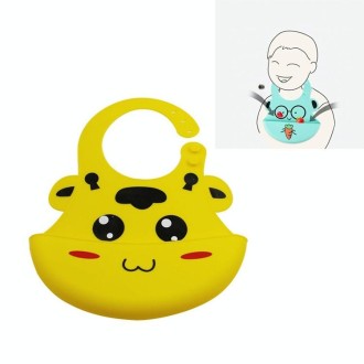 5 PCS Waterproof Baby Bib Children Silicone Feeding Bag, Colour:Yellow Giraffe