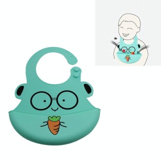 5 PCS Waterproof Baby Bib Children Silicone Feeding Bag, Colour:Cyan Spectacled Bear