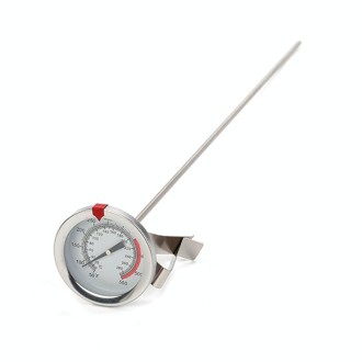 20cm Long Stem Stainless Steel Thermometer with Pot Clip for Frying, Cooking, Turkey, Food, Milk