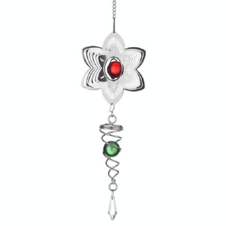 Crystal Stainless Steel Mirror Three-dimensional Rotating Wind Chime(Bauhinia)