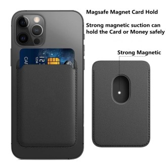 MagSafe Magnetic Leather Card Case Holster For iPhone(Black)