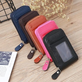 2 PCS Vertical Ladies Coin Purse Woven Pattern Mini Organ Card Holder Student ID Bag(Black)