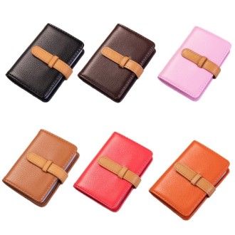 2 PCS PU Leather Credit Card Bag Portable Business Card Case(Pink)