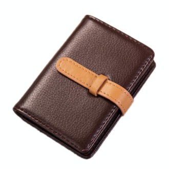 2 PCS PU Leather Credit Card Bag Portable Business Card Case(Brown)