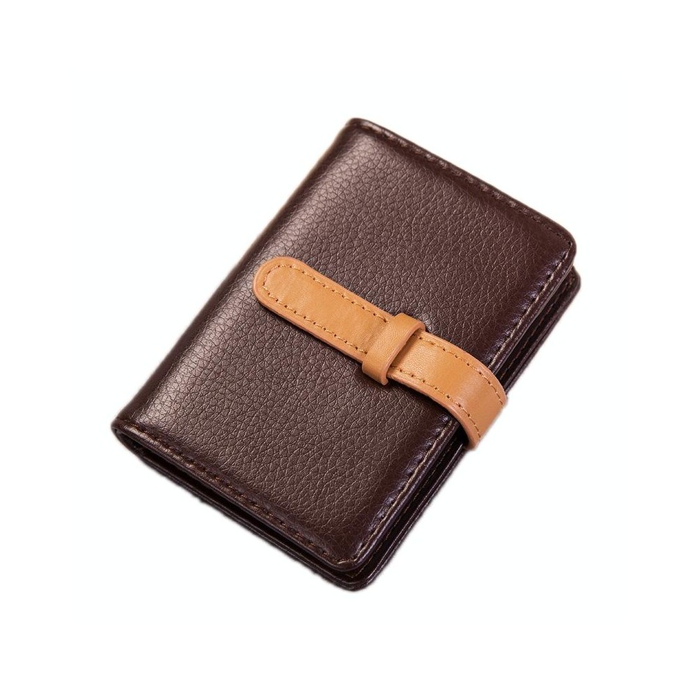 2 PCS PU Leather Credit Card Bag Portable Business Card Case(Brown)