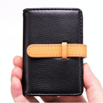 2 PCS PU Leather Credit Card Bag Portable Business Card Case(Brown)