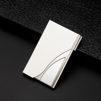 2 PCS Male And Female Business Large-Capacity Stainless Steel Business Card Case(Oracle White)