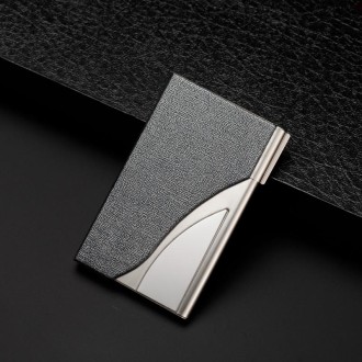 2 PCS Male And Female Business Large-Capacity Stainless Steel Business Card Case(Oracle Gray)