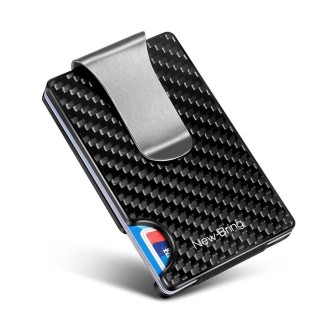 New-Bring Metal Carbon Fiber Wallet Ultra-Thin Card Holder Male RFID Anti-Theft Simple Wallet Bank Credit Card Storage Device(Bl