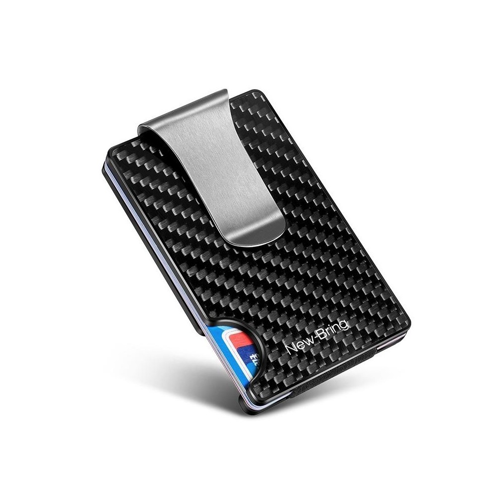 New-Bring Metal Carbon Fiber Wallet Ultra-Thin Card Holder Male RFID Anti-Theft Simple Wallet Bank Credit Card Storage Device(Bl