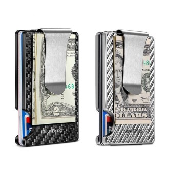 New-Bring Metal Carbon Fiber Wallet Ultra-Thin Card Holder Male RFID Anti-Theft Simple Wallet Bank Credit Card Storage Device(Bl