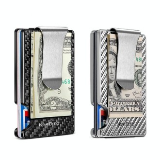 New-Bring Metal Carbon Fiber Wallet Ultra-Thin Card Holder Male RFID Anti-Theft Simple Wallet Bank Credit Card Storage Device(Si