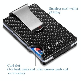 New-Bring Metal Carbon Fiber Wallet Ultra-Thin Card Holder Male RFID Anti-Theft Simple Wallet Bank Credit Card Storage Device(Si