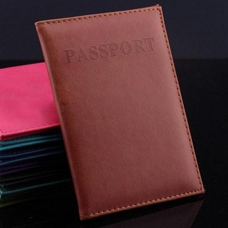 Artificial Leather Travel Passport Cover(yellow brown)