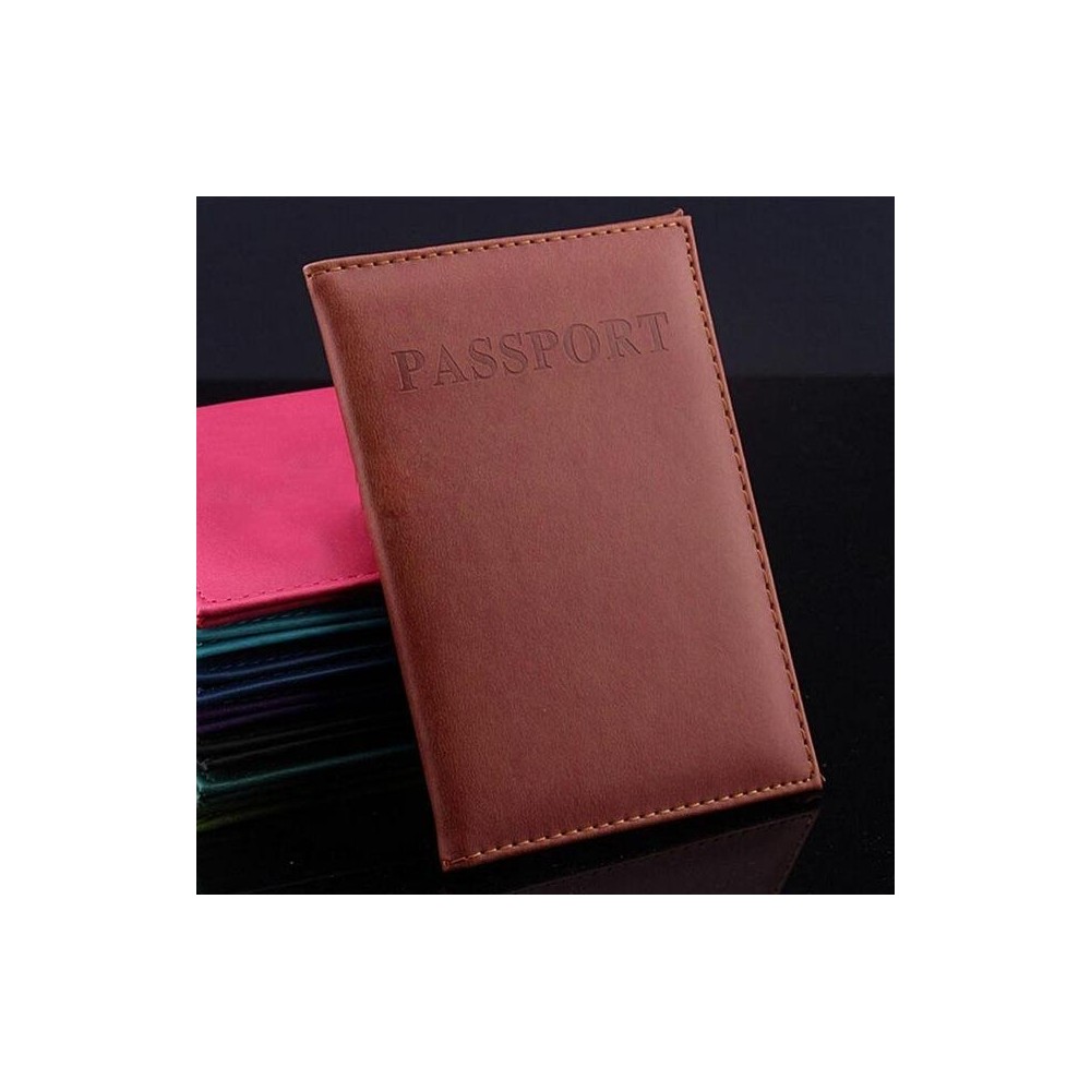 Artificial Leather Travel Passport Cover(yellow brown)