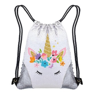 Unicorn Sequins Decorated Outdoor Leisure Sports Backpack(Grey)