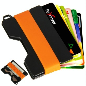 Aluminum Alloy RFID Card Holder Anti-Theft EDC Wallet Coin Storage Box Key Card Holder, Colour: Orange