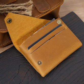 18K-120 Leather Bank Card Storage Bag Card Holder(Yellow brown mad horse)