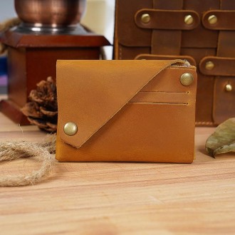 18K-120 Leather Bank Card Storage Bag Card Holder(Yellow brown mad horse)