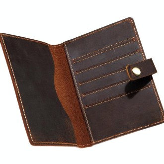 Genuine Leather Passport Holder Vintage Card Holder(Dark Coffee)