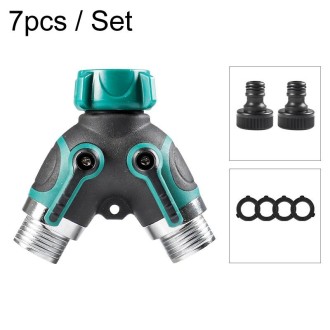 7pcs / Set Y-Type Two-Way Metal Quick Connectors Water Pipe Splitter With Nipple(US Style)