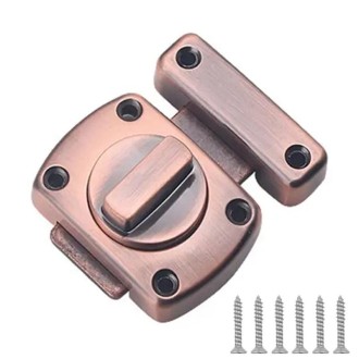 Stainless Steel Rotate Bolt Latch Anti-Theft Security Bathroom Door Lock Spring Latch, Specification: Large Red Bronze