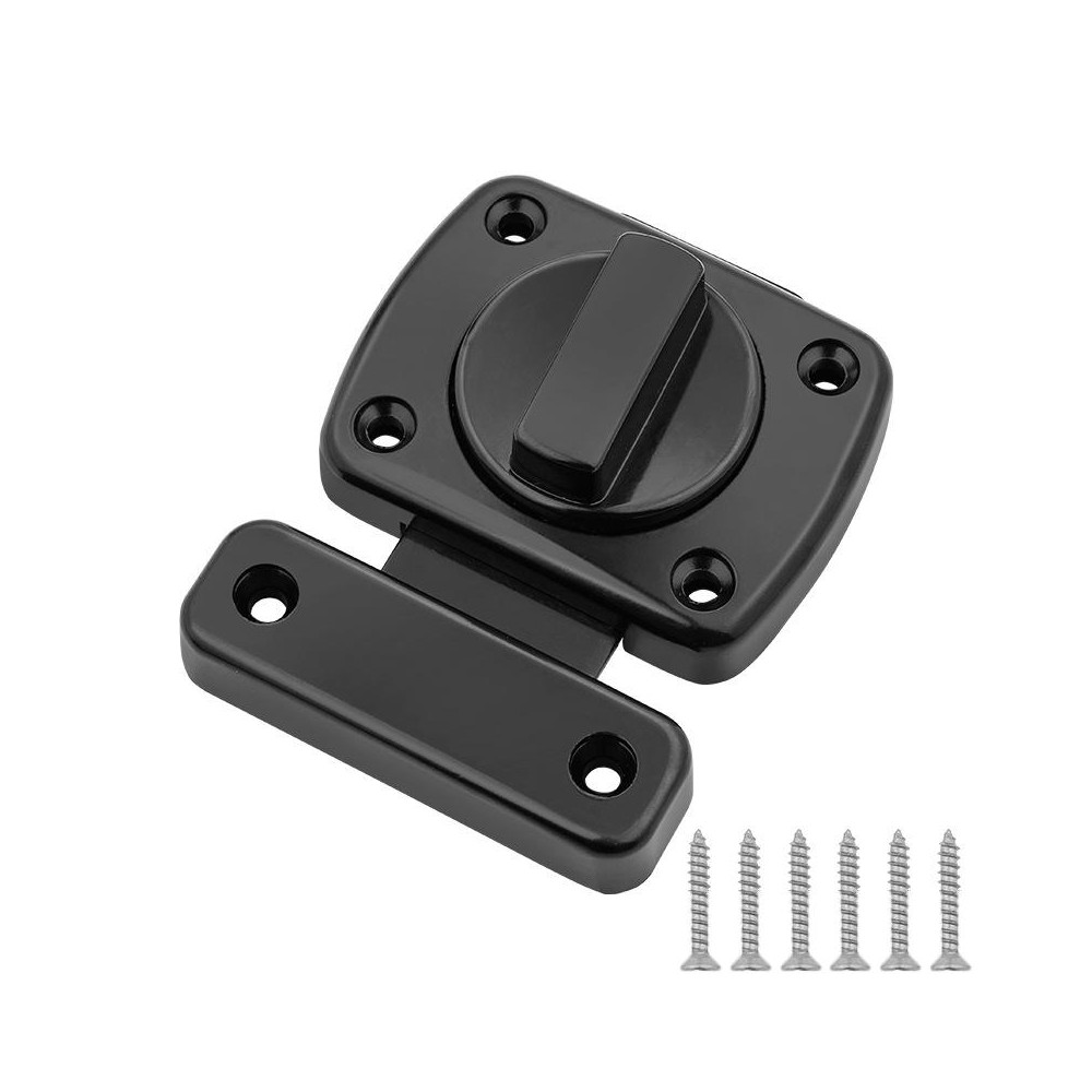 Stainless Steel Rotate Bolt Latch Anti-Theft Security Bathroom Door Lock Spring Latch, Specification: Large Black