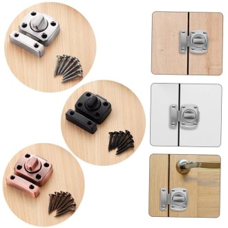 Stainless Steel Rotate Bolt Latch Anti-Theft Security Bathroom Door Lock Spring Latch, Specification: Large Black