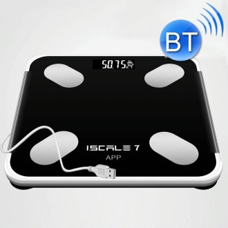 ISCRLE7 Smart Weight Scale Bluetooth Body Fat Measuring Instrument Charging Model(Bright Black)