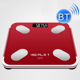 ISCRLE7 Smart Weight Scale Bluetooth Body Fat Measuring Instrument Battery Model(Red)