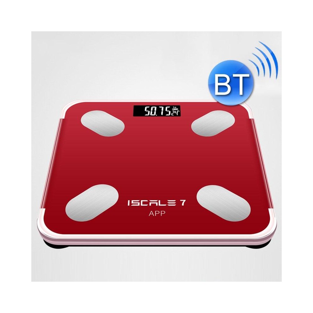 ISCRLE7 Smart Weight Scale Bluetooth Body Fat Measuring Instrument Battery Model(Red)