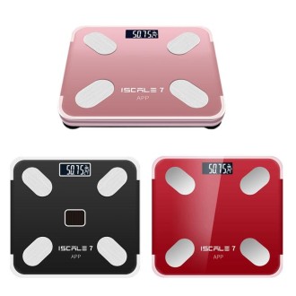 ISCRLE7 Smart Weight Scale Bluetooth Body Fat Measuring Instrument Battery Model(Red)