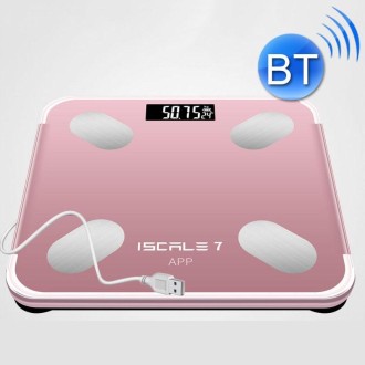 ISCRLE7 Smart Weight Scale Bluetooth Body Fat Measuring Instrument Charging Model(Rose Gold)